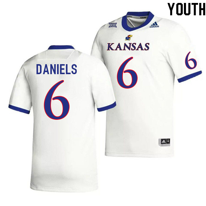 Youth #6 Jalon Daniels Kansas Jayhawks College Football Jerseys Stitched Sale-White